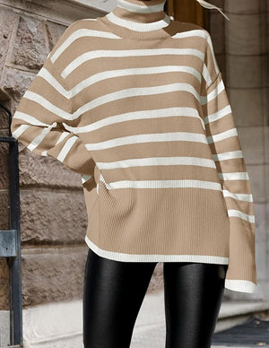 Samantha Striped Sweater - White, Black, or Khaki