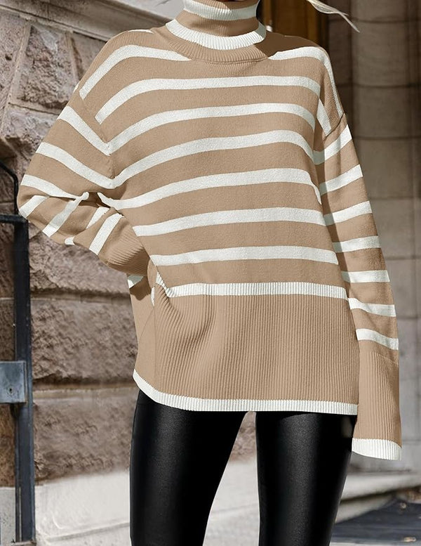 Samantha Striped Sweater - White, Black, or Khaki