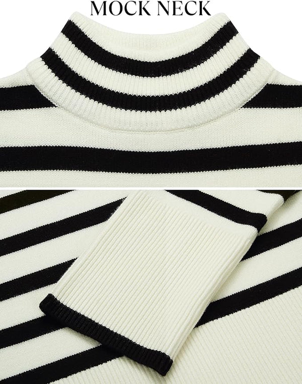 Samantha Striped Sweater - White, Black, or Khaki
