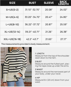 Samantha Striped Sweater - White, Black, or Khaki