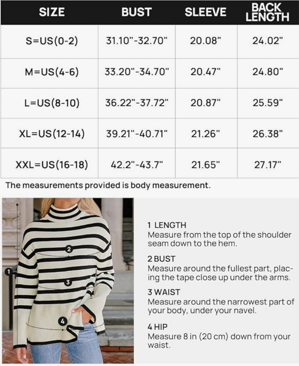 Samantha Striped Sweater - White, Black, or Khaki