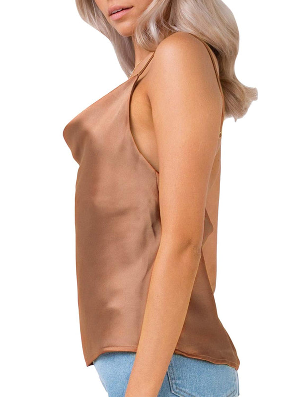 Simplicity Satin Cami Tank - Golden, Hunter Green, Black, White - Daily Chic