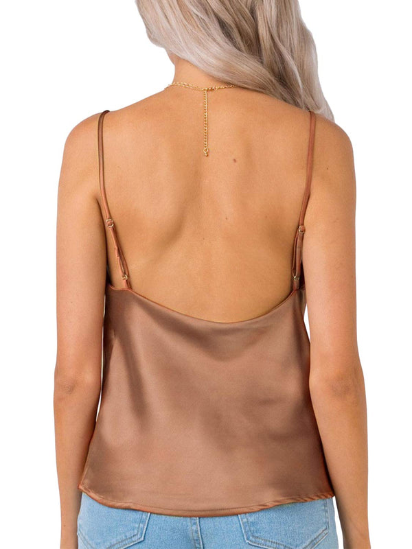 Simplicity Satin Cami Tank - Golden, Hunter Green, Black, White - Daily Chic