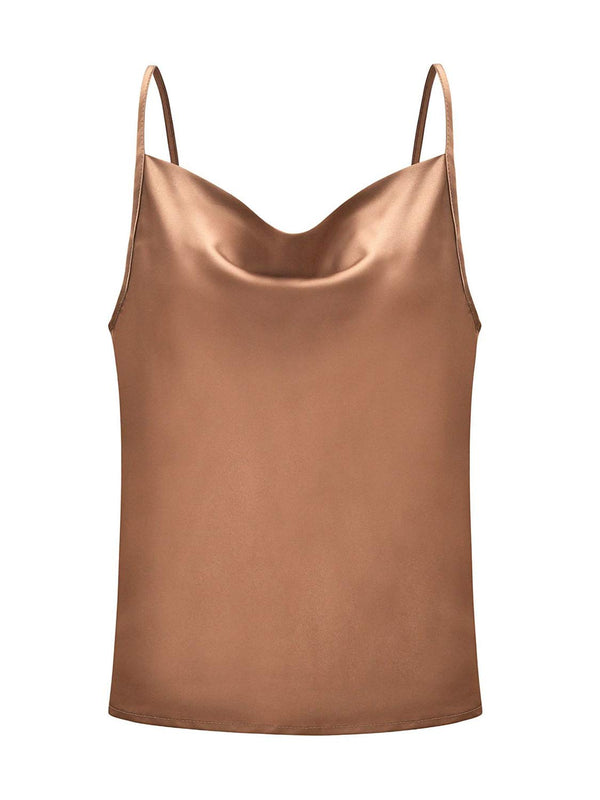 Simplicity Satin Cami Tank - Golden, Hunter Green, Black, White - Daily Chic