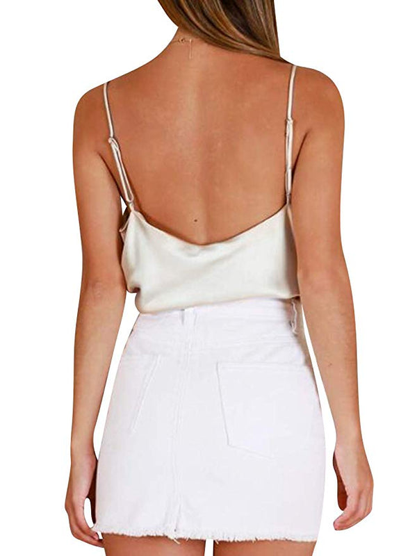 Simplicity Satin Cami Tank - Golden, Hunter Green, Black, White - Daily Chic