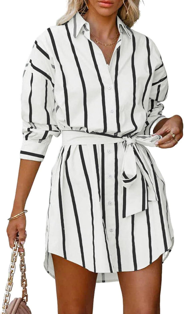 Seaside Socialite Striped Button-Down Tunic Dress