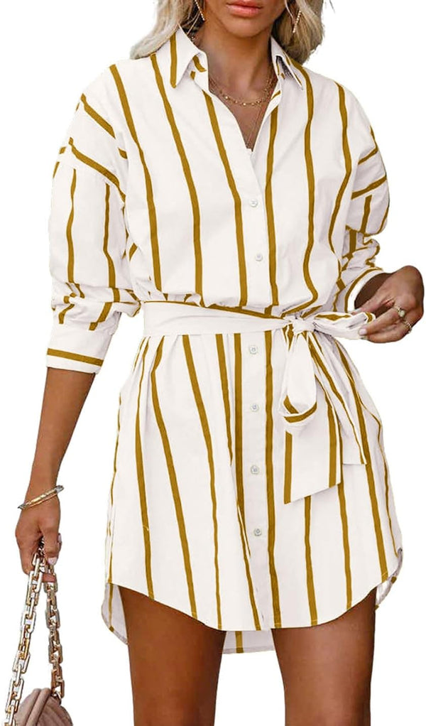 Seaside Socialite Striped Button-Down Tunic Dress