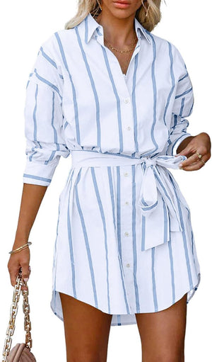 Seaside Socialite Striped Button-Down Tunic Dress