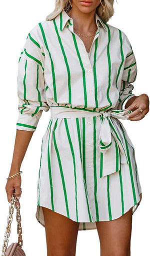 Seaside Socialite Striped Button-Down Tunic Dress