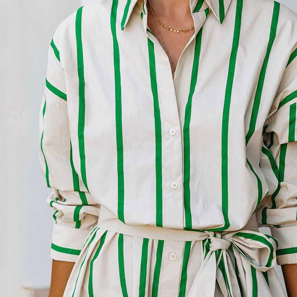 Seaside Socialite Striped Button-Down Tunic Dress