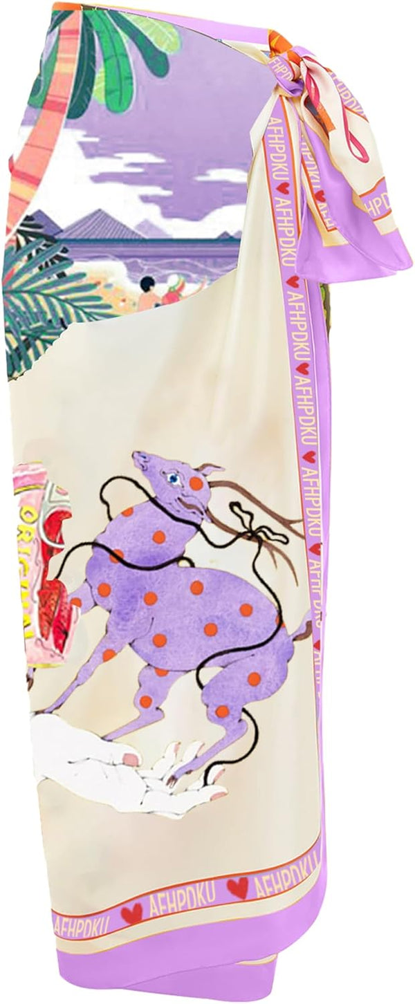 Women'S Beach Swimwear Printed Long Sarong Coverups Bathing Suit Pareo Large Pashmina Wrap Skirt