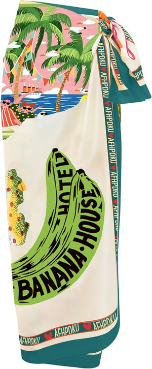 Women'S Beach Swimwear Printed Long Sarong Coverups Bathing Suit Pareo Large Pashmina Wrap Skirt