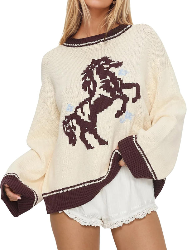 Wild Meadow Horse Knit Pullover Sweater