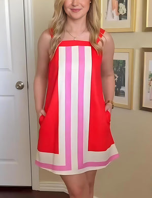 Women'S Striped Mini Dress Boho Shoulder Strap Sundress Summer Cover up Dress for Beach