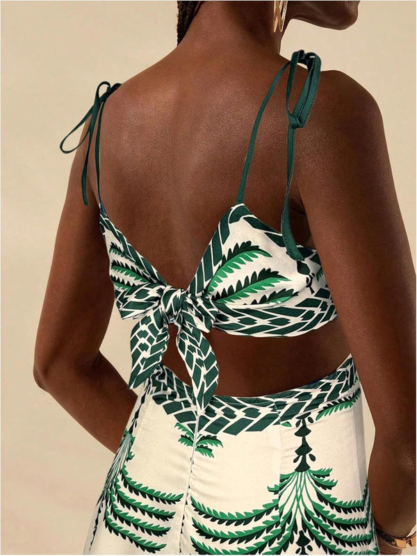 Tulum Tropical Leaf Cutout Maxi Dress