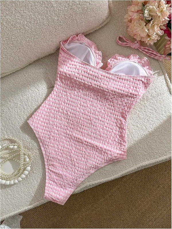 Bardot Knot Gingham Bathing Suit