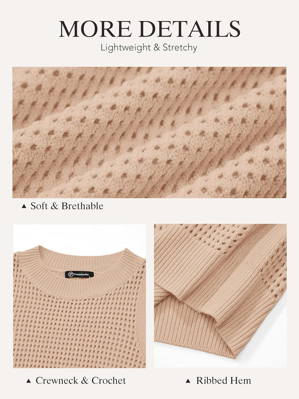 Oasis Eyelet Crewneck Knit Sweater Top