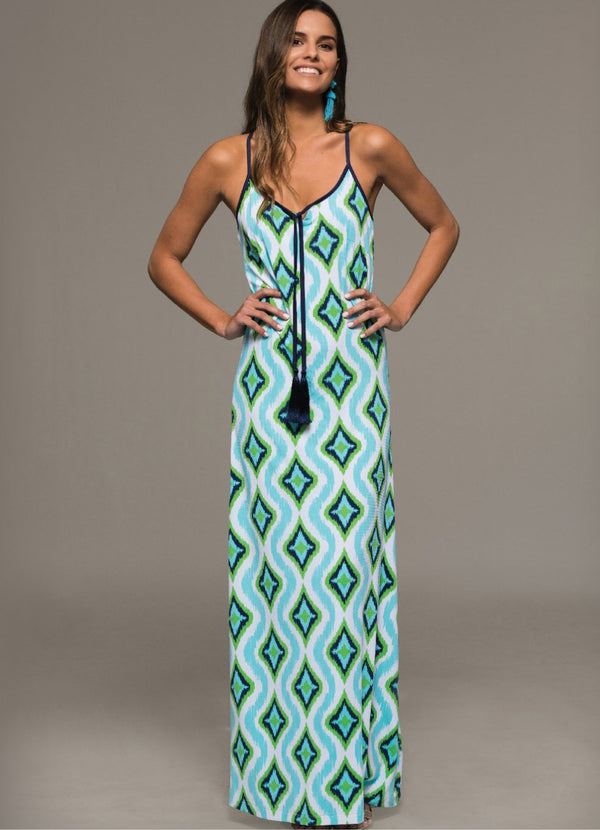 Cindy Print Maxi Dress - Turquoise + Multi - Daily Chic