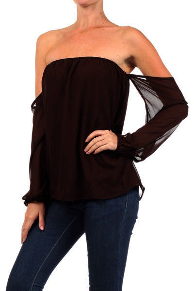 Wisteria Lane Off the Shoulder Blouse - Black RESTOCKED! - Daily Chic