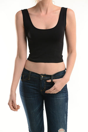 The Classic Stretch Crop Tank - Black - Daily Chic