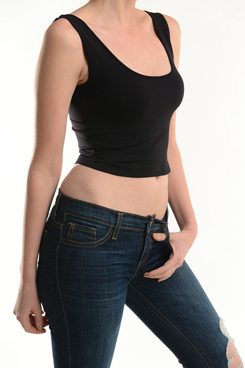 The Classic Stretch Crop Tank - Black - Daily Chic