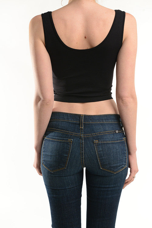 The Classic Stretch Crop Tank - Black - Daily Chic