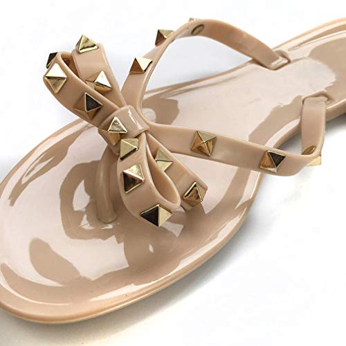 Valentina Studded Bow Sandals - Beige or Black - Daily Chic