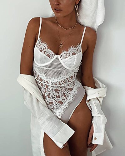 Skye Lace Bodysuit - White - Daily Chic