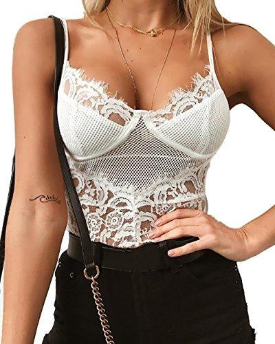 Skye Lace Bodysuit - White - Daily Chic