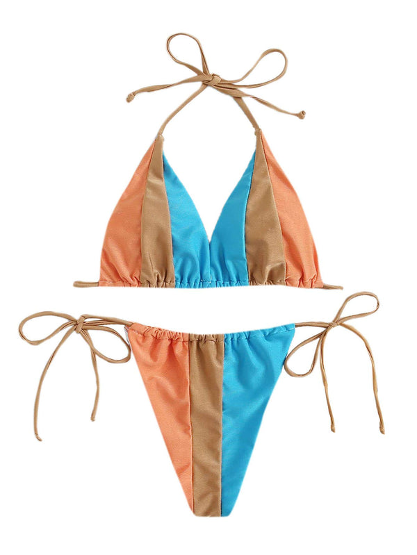 Miami Sunrise String Bikini Set - Turquoise + Orange - Daily Chic
