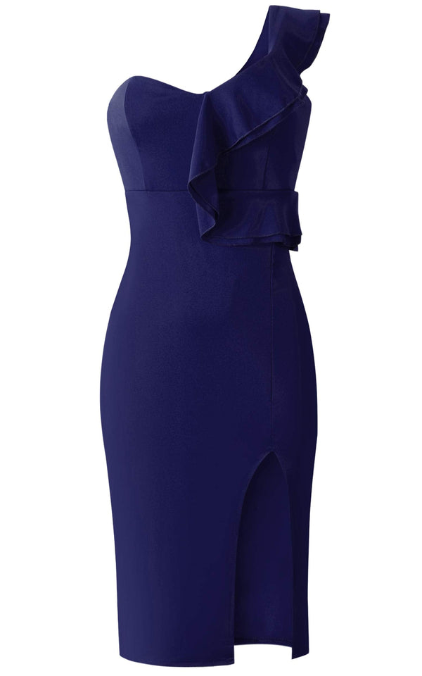 blue ruffle bodycon dress Elegant Ruffle Bodycon Mini Dress Likemychoice