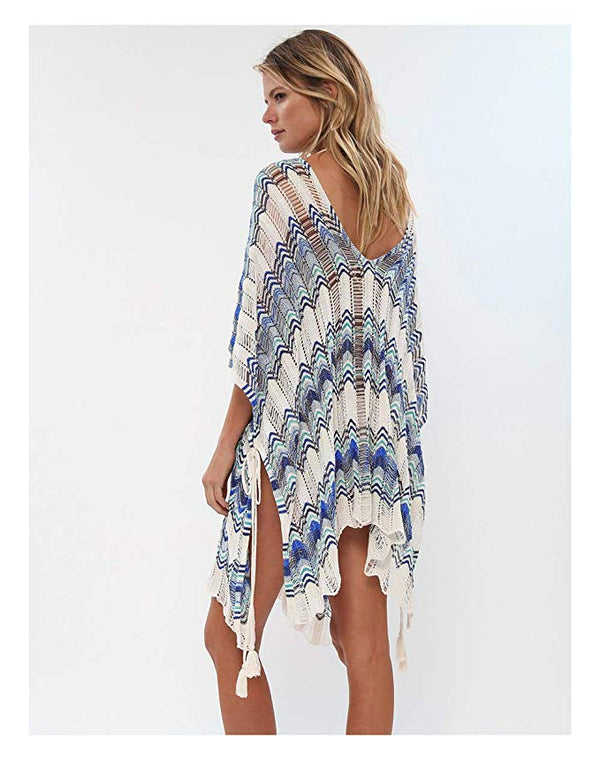 Wanderer Bikini Swimsuit Cover Up - Multi Blue - Daily Chic