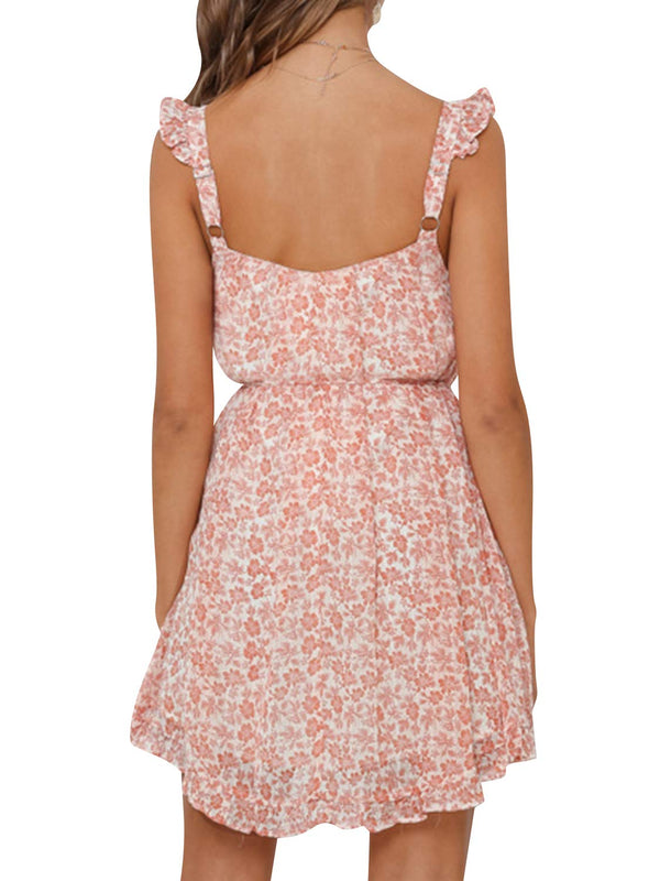 Maui Floral Ruffle Dress - Coral - Daily Chic