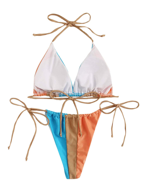 Miami Sunrise String Bikini Set - Turquoise + Orange - Daily Chic