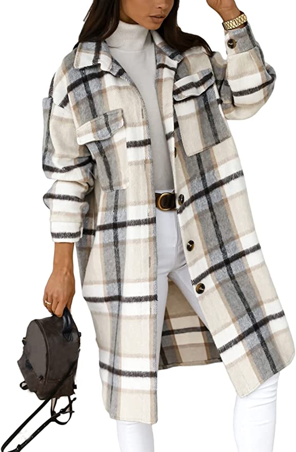 Smoky Mountains Plaid Shacket - Khaki + Grey