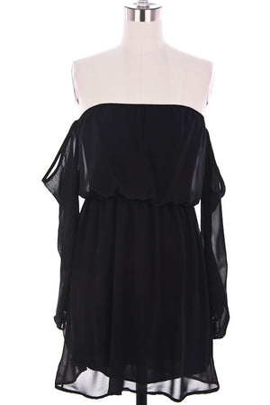 Wisteria Lane Off the Shoulder Dress - Black - Daily Chic