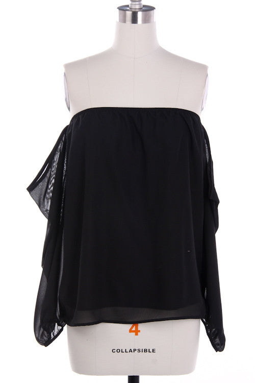 Wisteria Lane Off the Shoulder Blouse - Black RESTOCKED! - Daily Chic