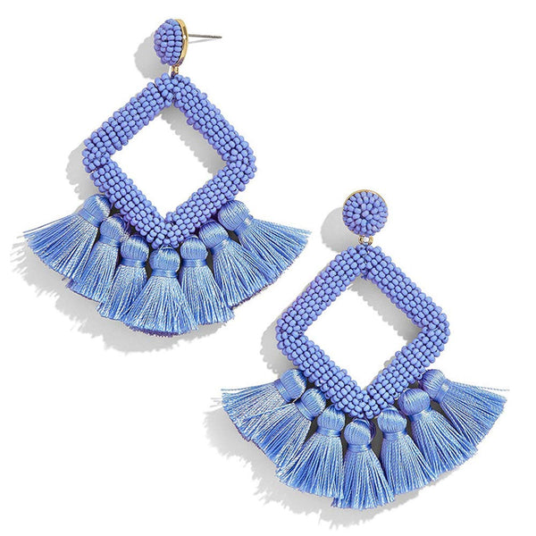 Baha Beaded Silk Tassel Earrings Daily Chic