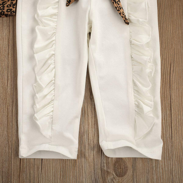 Leopard Ruffle Sweatshirt + Pants + Headband - Daily Chic