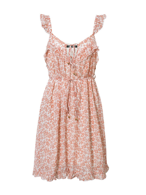 Maui Floral Ruffle Dress - Coral - Daily Chic