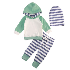 Skye Hoodie + Pants + Hat 3PCS Outfit Set - Green + Blue - Daily Chic