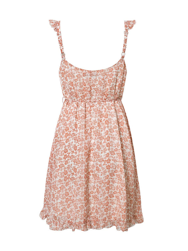 Maui Floral Ruffle Dress - Coral - Daily Chic