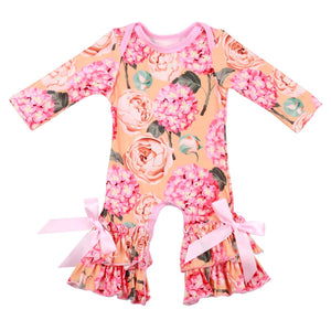 Spring Showers Floral Ruffle Onesie Romper - Pink or Mint - Daily Chic