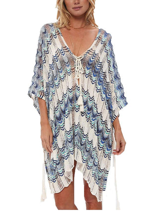 Wanderer Bikini Swimsuit Cover Up - Multi Blue - Daily Chic
