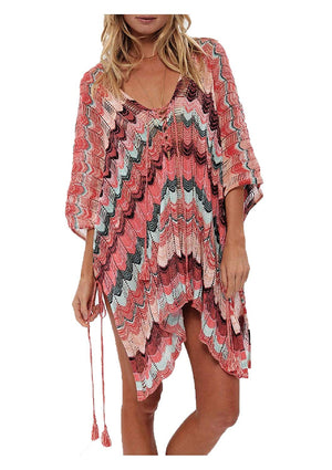 Wanderer Bikini Swimsuit Cover Up - Multi Red - Daily Chic