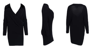 Samantha Draped Sweater Dress - Dusty Mauve, Black, Grey, or Nude Blush - Daily Chic
