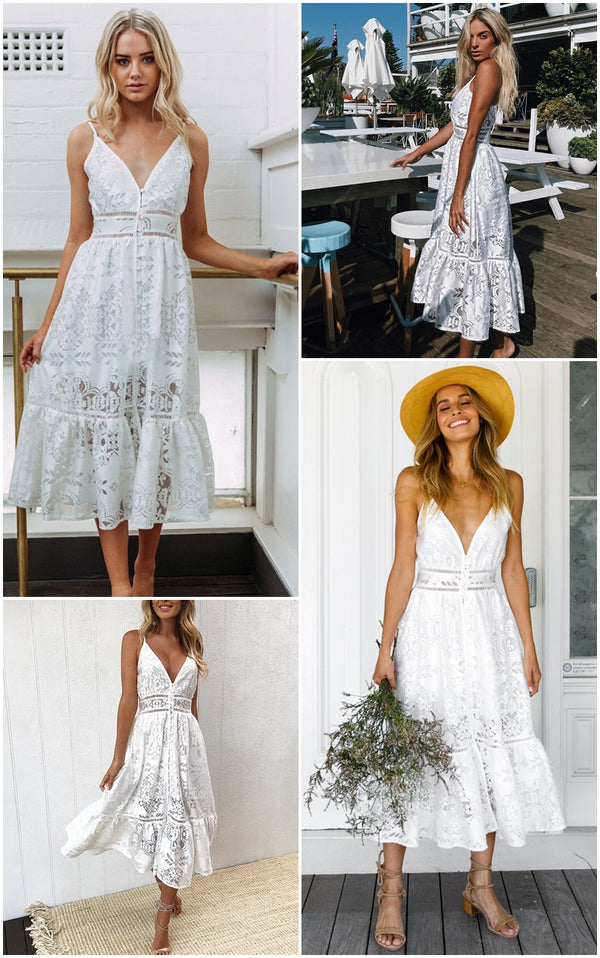 Sophie Lace Dress - White or Blush - Daily Chic