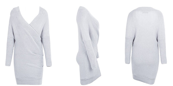 Samantha Draped Sweater Dress - Dusty Mauve, Black, Grey, or Nude Blush - Daily Chic
