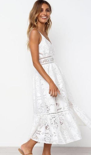 Sophie Lace Dress - White or Blush - Daily Chic