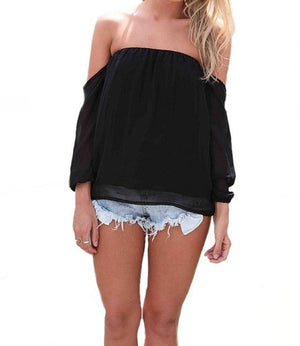 Wisteria Lane Off the Shoulder Blouse - Black RESTOCKED! - Daily Chic